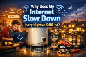why does my internet slow down at night