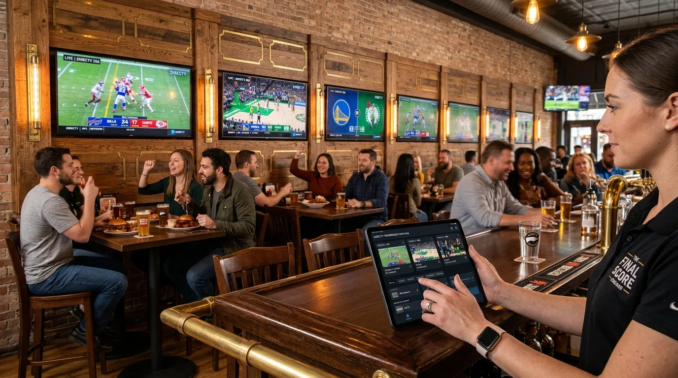 DIRECTV for Business Commercial Sports Bar and Restaurant Multi-Screen Setup