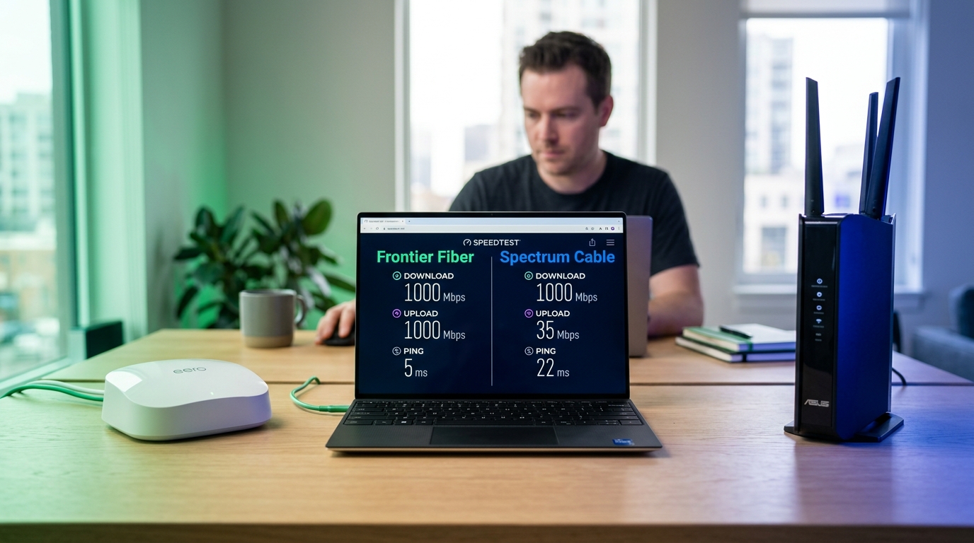 Frontier Fiber vs Spectrum Cable Internet Showdown Frontier Fiber vs Spectrum Cable Internet Speed and Hardware Comparison 2026